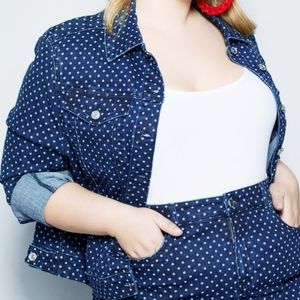Dark-wash Polka Dot Denim Jean Jacket